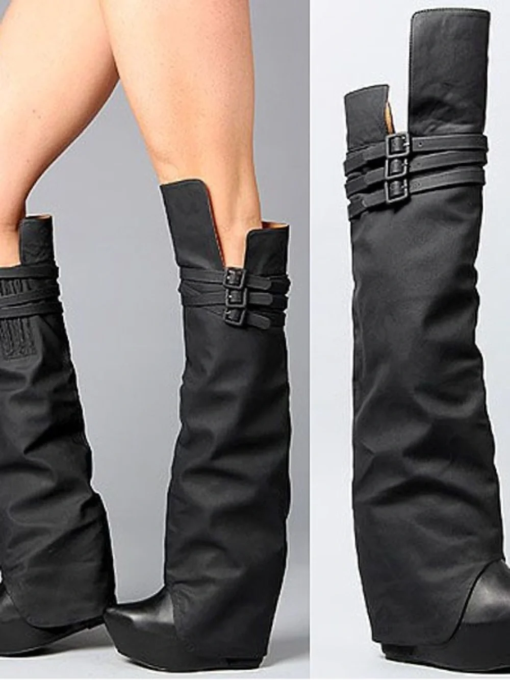 Jeffrey Campbell Black Over-the-Knee Platform Boots - like new